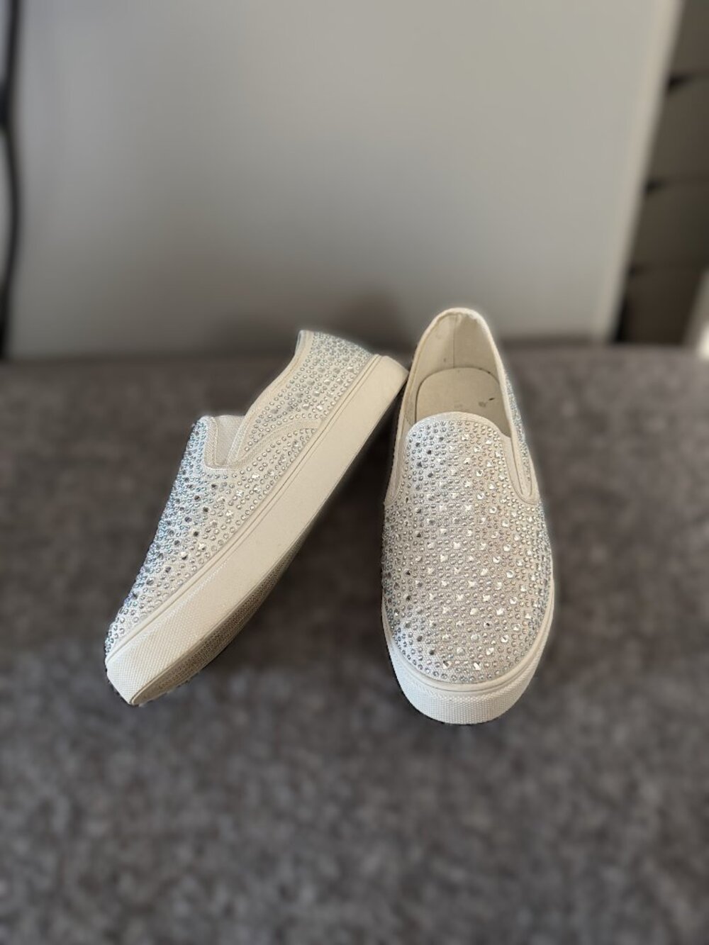 David's Bridal Crystal Embellished Slip On Sneakers Size 7
